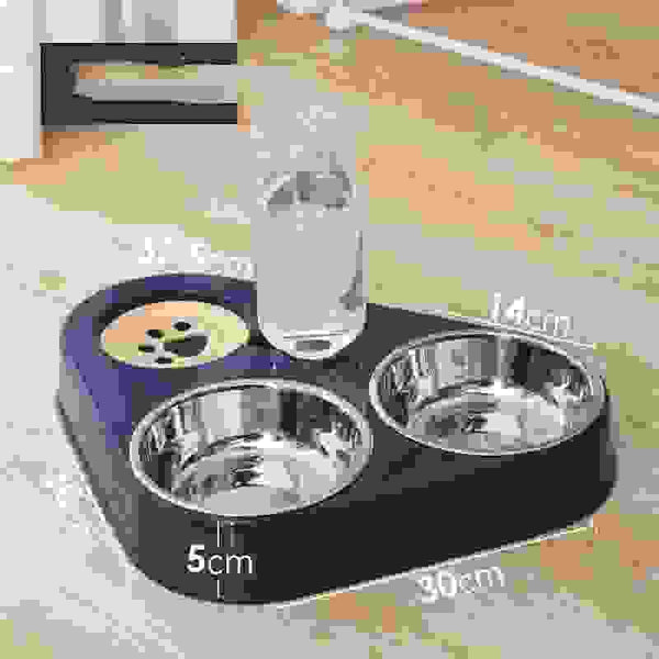 Dog Bowl Double Bowl Automatic Drinking Dog Food Bowl Rice Bowl.