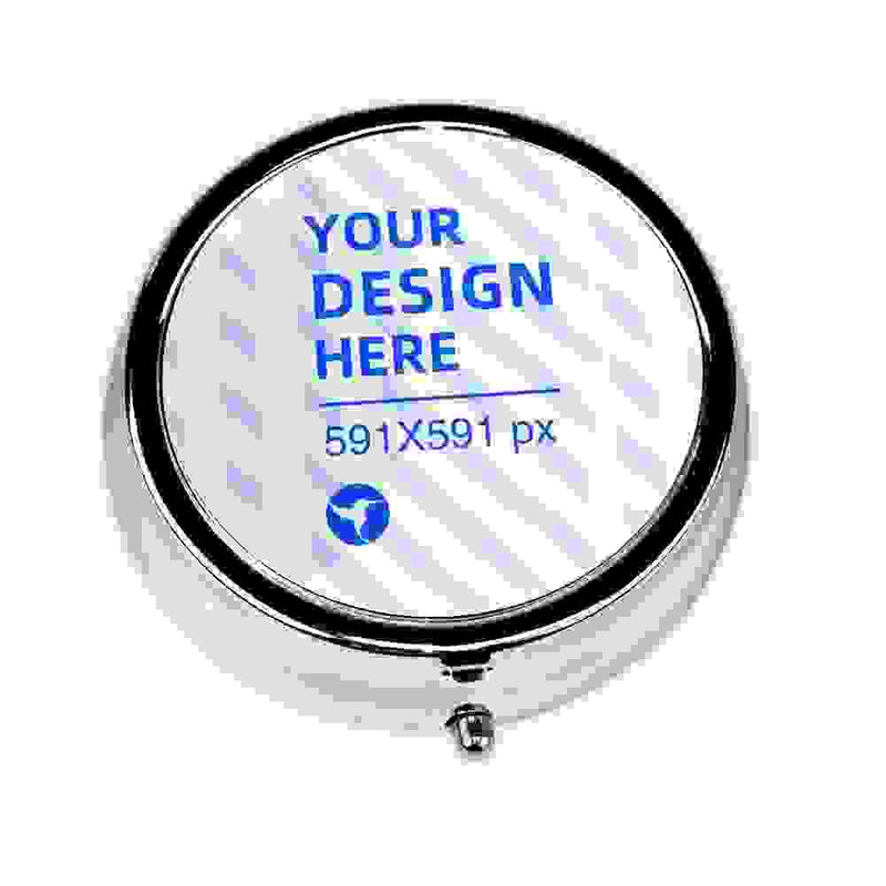 Round Mini Portable Eco-friendly Metal Pill Box.