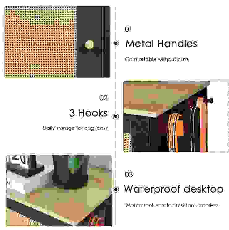 Feeding Station With 1 Locker, Pet Feeding Station With 2 Overhead Dog Bowls, Side Hooks, Anti-Tipping Kit, Concealed Pet Feeding Station For Feeding And Drinking, Black.