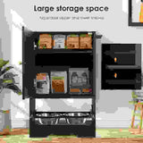 Feeding Station With 1 Locker, Pet Feeding Station With 2 Overhead Dog Bowls, Side Hooks, Anti-Tipping Kit, Concealed Pet Feeding Station For Feeding And Drinking, Black.