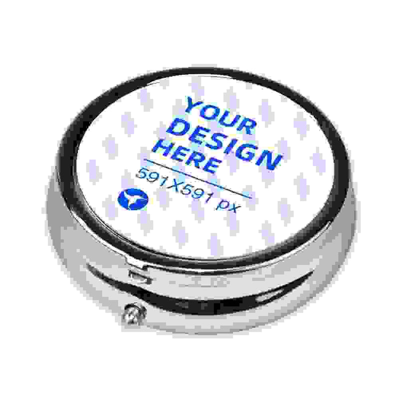 Round Mini Portable Eco-friendly Metal Pill Box.